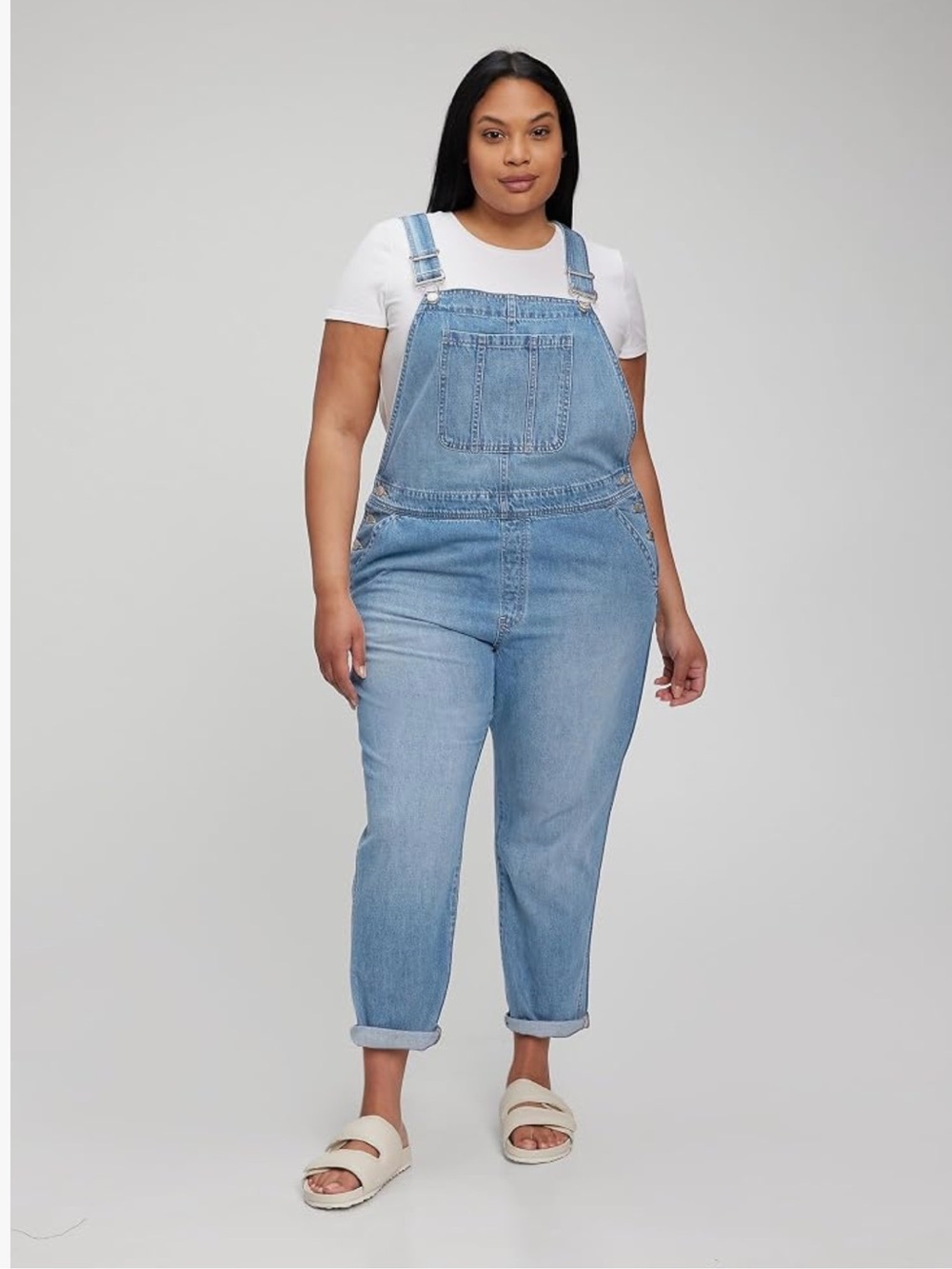 Gap XL slouchy overalls medium passed blue denim casual summer 100% cotton jeans